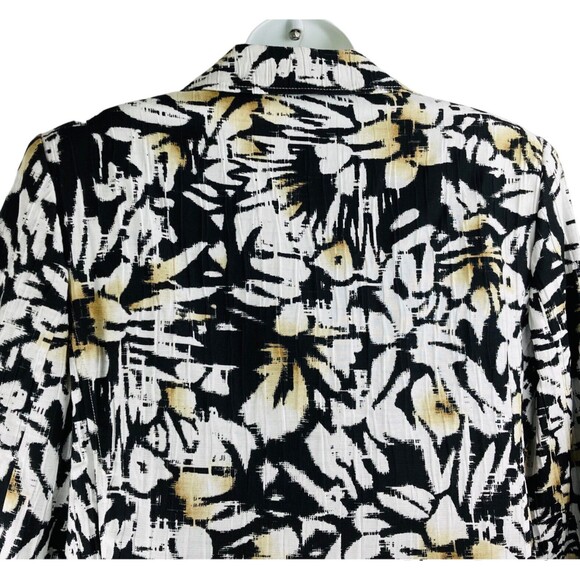 Alfred Dunner Women’s Size 12 Black White Floral Pattern Lined Open Front Jacket - Picture 4 of 11
